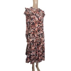 Rachel Parcell Black and Pink Floral fall Long Sleeve Dress